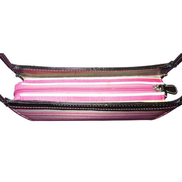 Kate Spade New York Vintage Y2K Pink Striped Structured Canvas & Leather handbag - Picture 5 of 11
